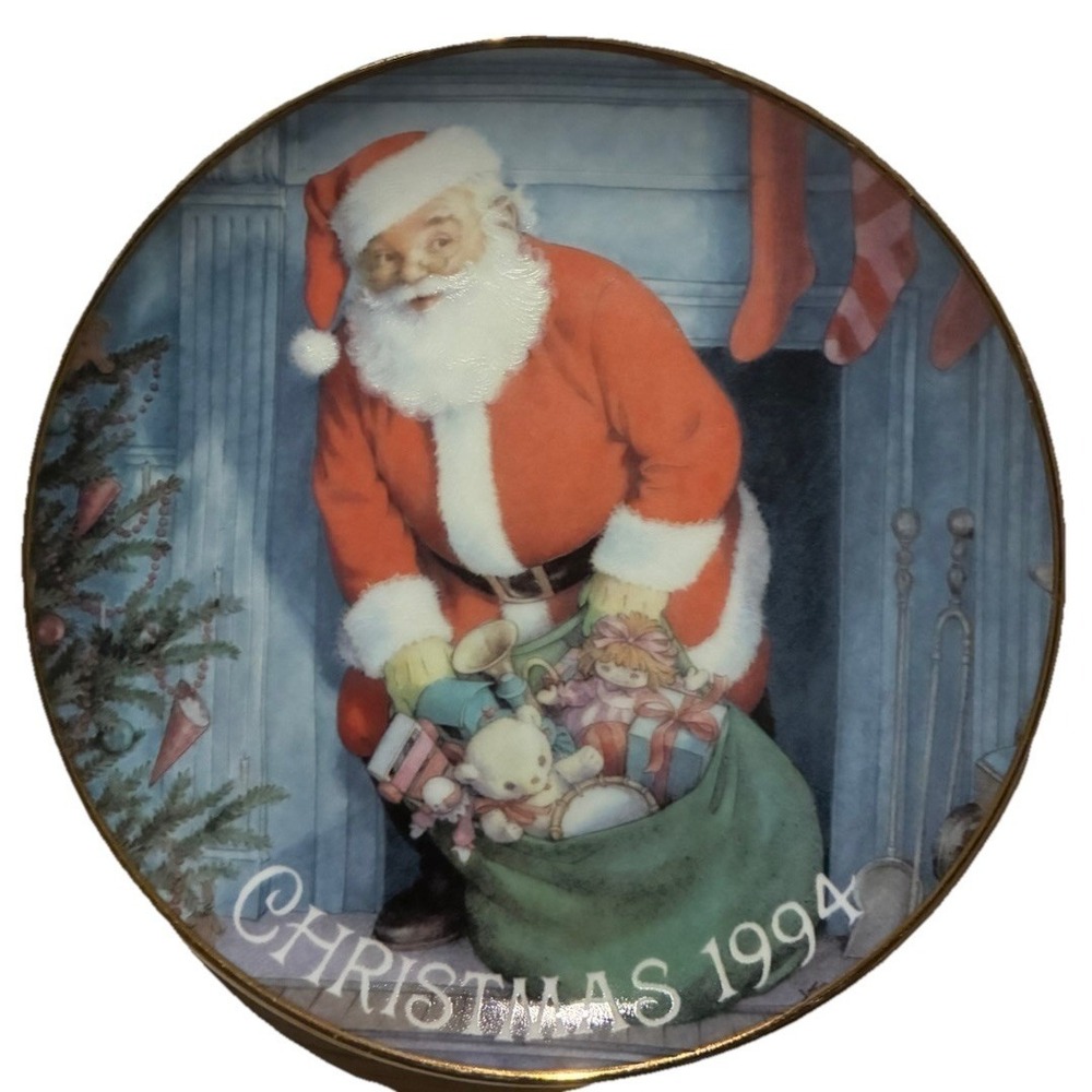 Christmas 1994 Keepsake Plate Santa Claus American Greetings Forget Me Not 8"